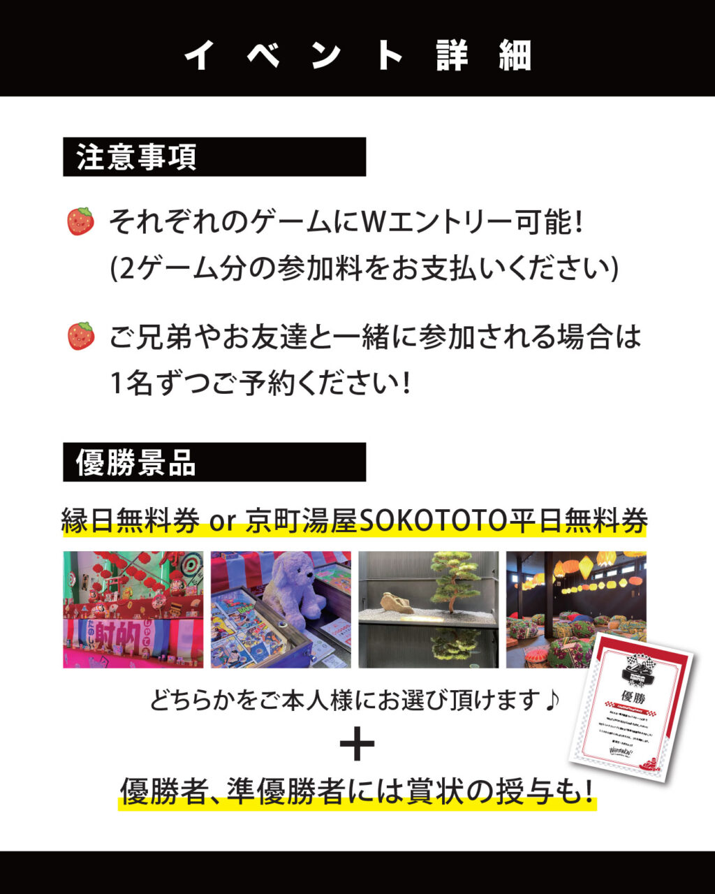 注意事項
優勝景品