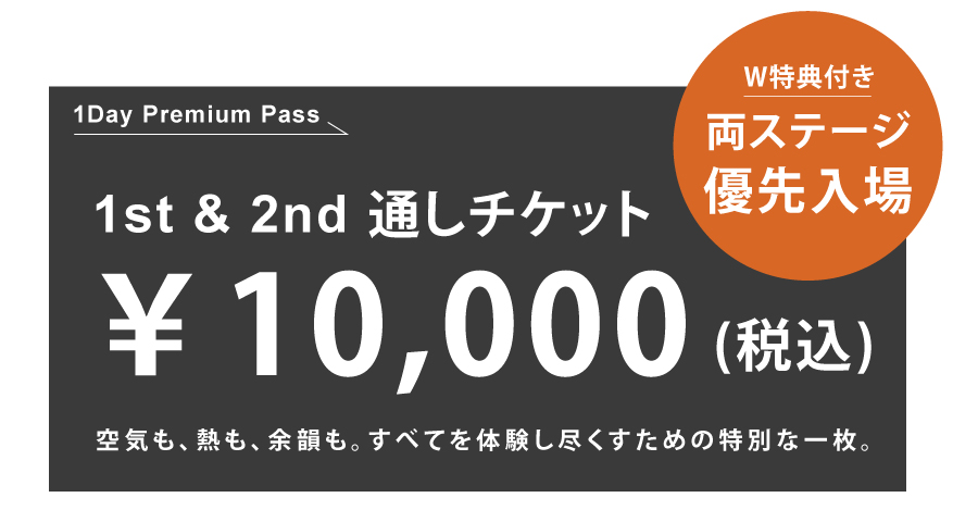 1Day Premium Pass 1st & 2nd 通しチケット ¥10,000