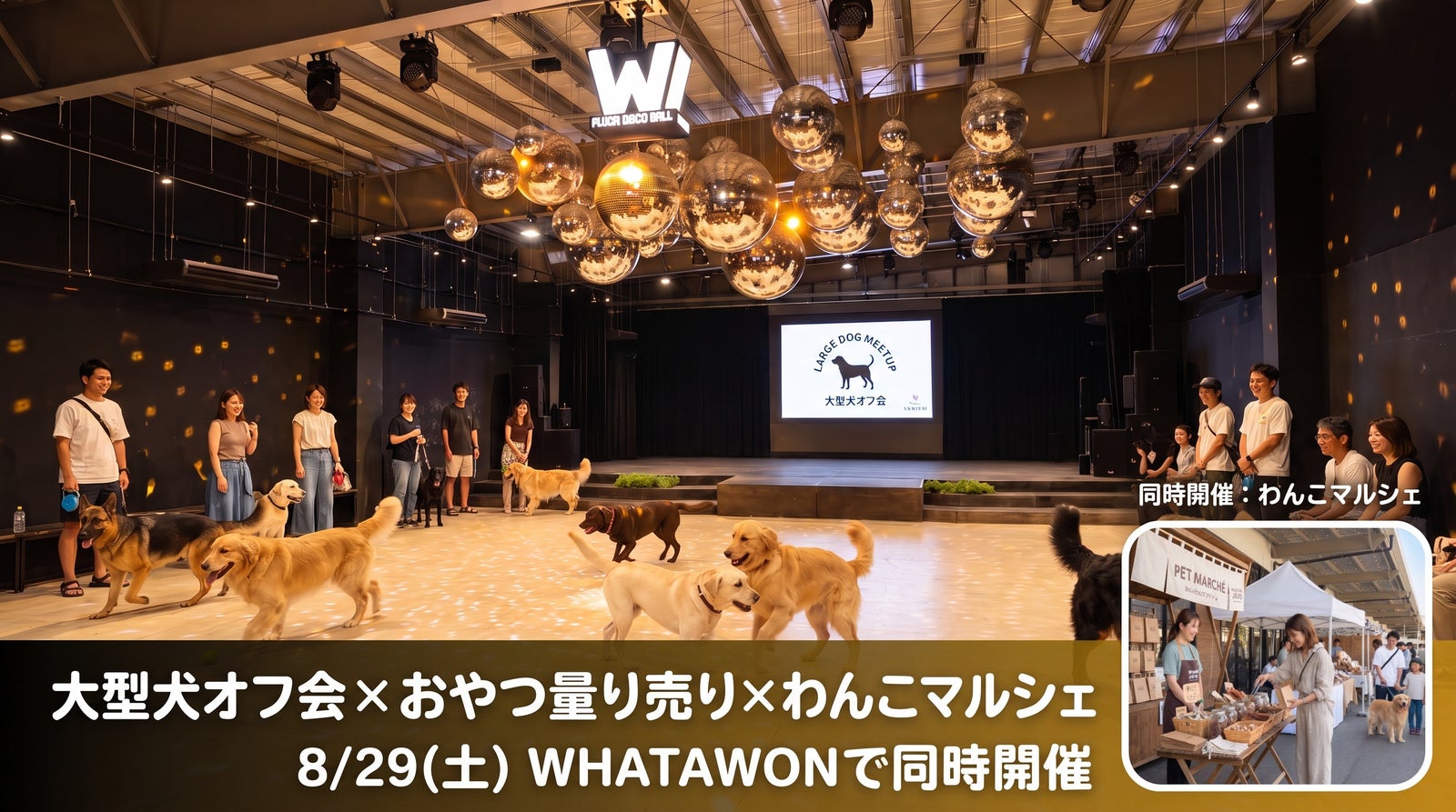 大型犬オフ会×おやつ量り売り×わんこマルシェ、WHATAWONで8月29日同時開催